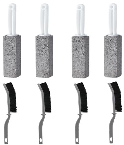 8 pezzi, 4 pezzi di pietra pomice detergente per WC 24 cm, 4 spazzole per la pulizia, pulizia del bagno, della cucina e molto altro ancora