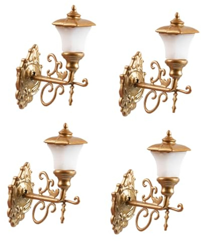 Lámparas de Pared en Miniatura 4 Pcs 1/87 Abs Dorado | Casa en Miniatura, Materiales DIY y Decoración de Paisaje, Detalle Realista
