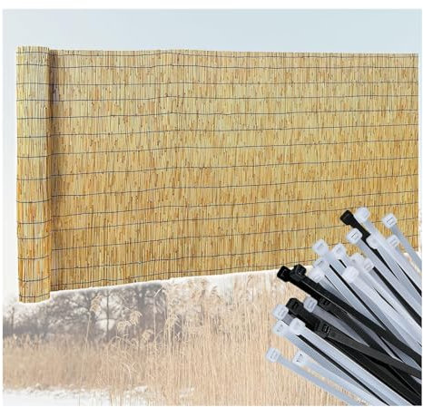 Sichtschutzzaun Schilfrohrmatte 90 200 x 600 cm 140x600 cm sichtschutzzaun Schilfmatte Windschutz Sonnenschutz Winterschutz Partydeko Strandbar Beach Party für Draußen Garten(B3,1.4x5 m 4.6x16.4 ft)