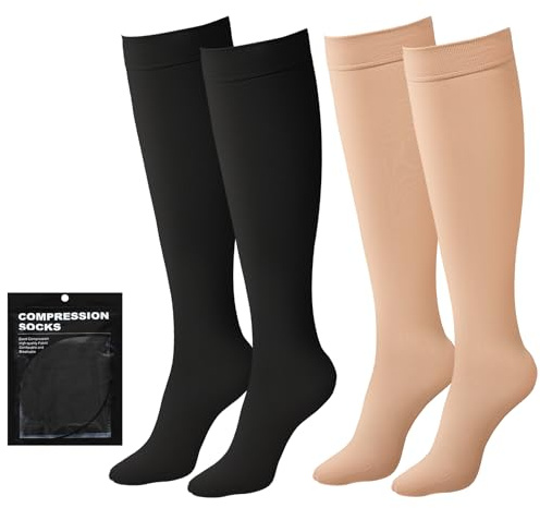 Evolyline 2 Paar Medizinische Kompressionsstrümpfe Damen Herren 20-30 mmHg Klasse 2, Waden Geschlossenem Zehenbereich StützstrüMpfe Kompressionssocken Thrombosestrümpfe Abgestufte Unterstützung ödeme