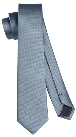 HISDERN Krawatte Schmale Krawatten Schmale Seiden für Herren Solide Klassische für Hochzeit Party Business Grau Blau (6cm)