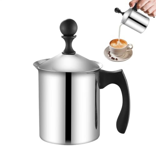 Stainless Steel Hand Held Frother, Manual Milk Frothers, Safe Milk Foam Maker, Milk Frother Pitcher, Long-Lasting Design for Cappuccino, Latte, and Coffee Foam, Manual Milk Frother