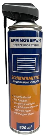 Springservice Schmiermittel für die Wartung von Toren 500 ml - Schmiermittel für alle Arten von Toren - Wartung – Temperaturbeständig - Verhindert Korrosion - Härtet nicht aus