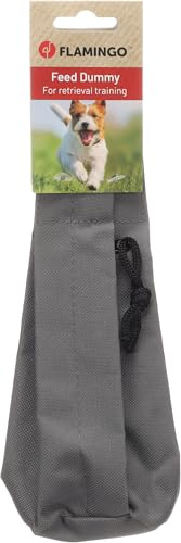 Flamingo Futterdummy für Hunde – Apportierbeutel & Futterbeutel HARRAS Grau – 20x6 cm – Befüllbar mit Snacks – Robustes Hundetraining Spielzeug