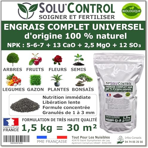 1,5 k d'ENGRAIS COMPLET universel et équilibré - SoluControl - UAB - Utilisable en Agriculture BIOLOGIQUE