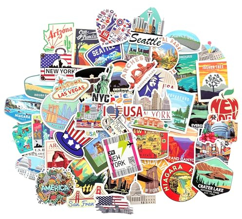 Amerika scrapbook stickers New York sticker aesthetic Las Vegas laptop aufkleber sticker fotoalbum Amerika flagge Grand Canyon Niagara Falls San Francisco reise aufkleber New York souvenirs USA reise