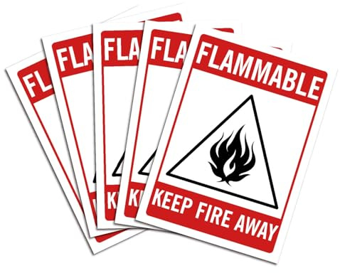 craspire 5 Stück Aufkleber Entzündbar von Feuer Fernhalten 9.8 x 6.9 Aufkleber Aus PVC Wasserdicht Selbstklebend Vinyl Gefahr Sicherheit Vorsicht Warnschild Etikettenaufkleber Für Den Innen