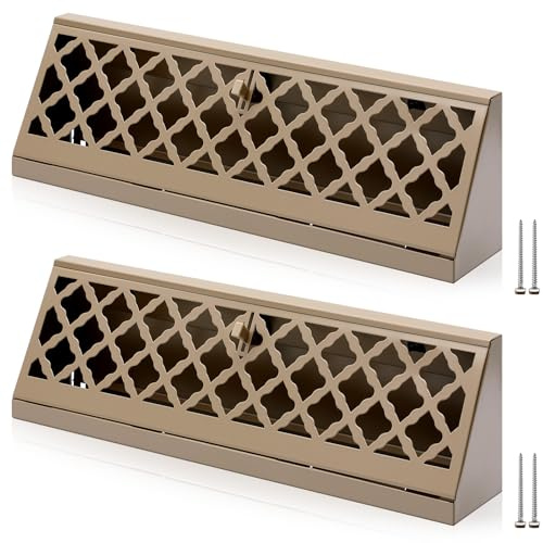 Blulu 1 Pcs 18 Inch Baseboard Register Duct Opening Size Modern Design Vent Covers for Home Floor Wall Baseboard Air Covers Supply Floor Diffuser Including Screws (Brown)