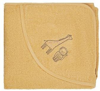 Sterntaler Baby Kapuzenbadetuch 100x100cm Giraffe Kaya – Weiches, saugfähiges Baumwoll Badetuch mit niedlicher Applikation – Für Babys und Kleinkinder, Ocker