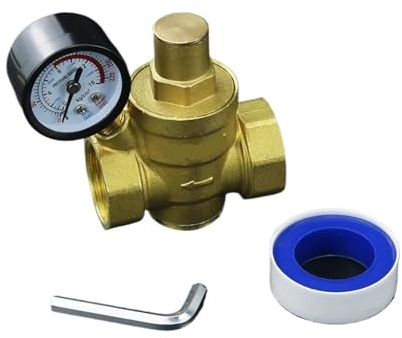 SynapSYA Druckminderer Wasser DN15 1/2 3/4 1 Messing Wasser Druck Reduzierung Aufrechterhaltung Ventile Einstellbare Relief Regler Mit Manometer 16bar Wasserdruckminderer(1/2)