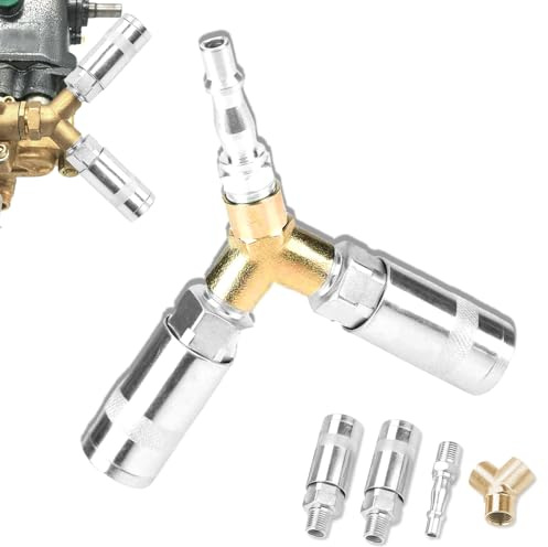1/4 BSP Y Splitter Male/Female Thread Quick Release Coupler, Air Line y Connector, Y Splitter Airline Coupling,3 Way Air Compressor Fittings,1/4 BSP Airline Hose Connectors for Air Lines