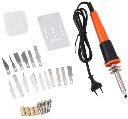 HEEPDD Elektrisches Heißes Messerschneider -Kit, Mehrzweckscheibenscheibenschneider -Set mit 16 Klingen 4 Chuck Ärmel Praktische Elektro -Heißmesser (EU -Stecker 220 V)