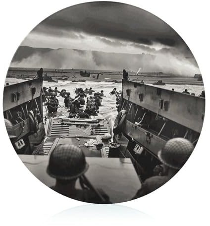 Glasschneidebrett mit gehärteten Fotos der Normandie Landungen, 20,3 x 20,3 cm, mit Gummifüßen, rutschfestes und hitzebeständiges Obstschneidebretter, kleine Schneidebretter, Geschenk für Küche/Bar