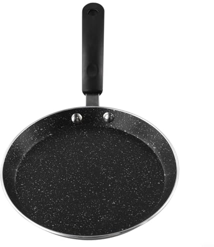 Fauhapyway Padella per pancake, 18 cm, in metallo, con manico resistente al calore, versatile, per molteplici esigenze di cottura (nero)