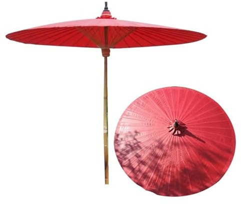 GSKDZG 2m Gartenschirm Bambus Sonnenschirm 36 Bambusrippen Terrassenschirm Im Freien Strandschirm Sonnenschutz Windfest Regenfest, Rund(Brown)
