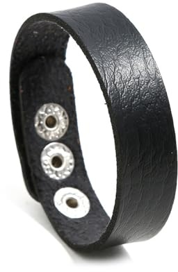 ATEIELLI Bracciale in Pelle Unisex Regolabile 16-19 cm con Bottoni Automatici in Metallo Accessorio Moda JWB600