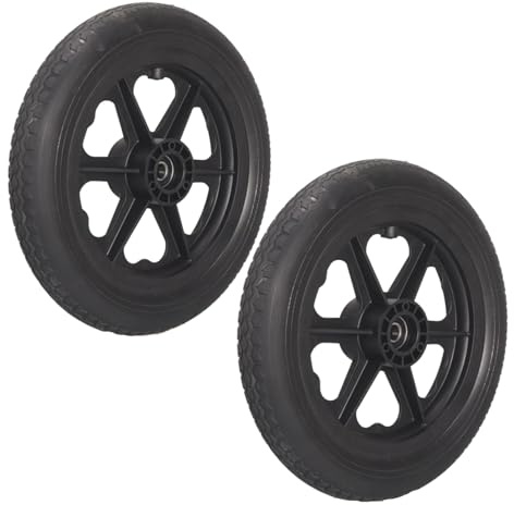 Roue de Rechange pour Fauteuil Roulant de 12 Pouces, Pneus Pleins 12 1/2 X 2 1/4, pour Roue Arrière Fauteuil Roulant Manuel(Black)