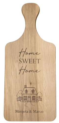 Geschenk zum Einzug personalisiert – Schneidebrett aus Holz | Einweihungsgeschenk Haus oder Wohnung | Nachhaltiges Servierbrett aus FSC Holz (Home Sweet Home personalisiert)