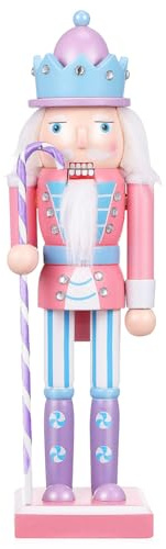 SOIMISS Nussknacker Weihnachtsfiguren aus Holz, Traditionelle Weihnachtskamin Dekoration Weihnachtsdekorationen für drinnen, Klassische Ornamente Zuhause Dekoration Festliche Stimmung, Rosa