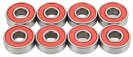 608RS ABEC 9 Kugellager, Hochleistungs-Skateboard-Lager aus Karbonstahl, abgedichtet, 8 x 22 x 7 mm, für Rollschuhe, Tanzbretter, 8 Stück (Rot)