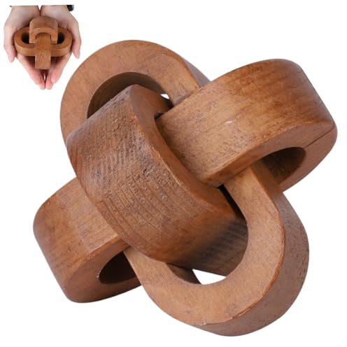 Decoración de nudo de madera de 3, 7 pulgadas, 3 eslabones, cadena de madera bohemia moderna, decoración de eslabones, nudo de cadena decorativo para mesa de café, entrada, sala de estar, dormitori.