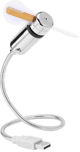 ZYWUOY Ventilatore USB con orologio, visualizzazione della temperatura in tempo reale con collo d'oca flessibile, silenzioso ventilatore da scrivania alimentato tramite USB, per ufficio e casa