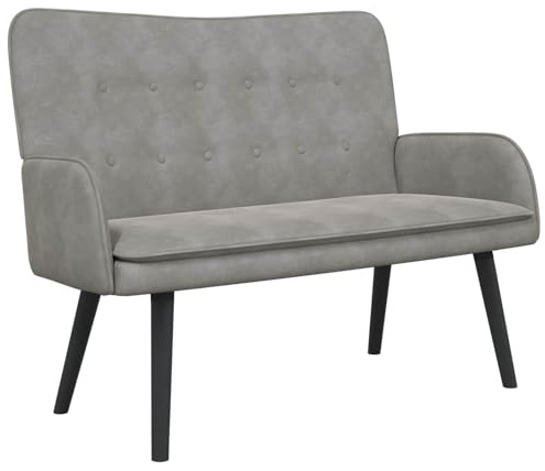 vidaXL Zweisitzer Sofa Hellgrau 115 x 61 x 87 cm Samt, Wohnzimmer, moderner Samtsofa, Bequeme Sitzgelegenheiten, Elegante Stühle, stilvolle Lounge, gemütliches Loveseat, kompakt und Kus