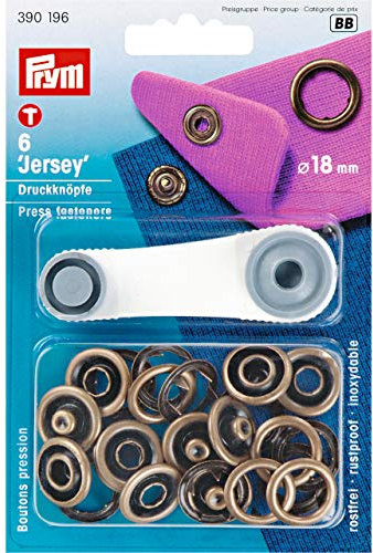 Prym 390196 Nähfrei-Druckknopf Jersey Messing 18 mm altmessing, metal