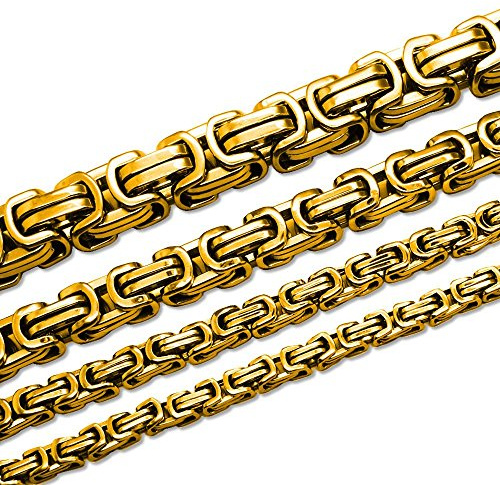Soul-Cats Königskette Halskette Armband Set Panzerkette Edelstahl Gold