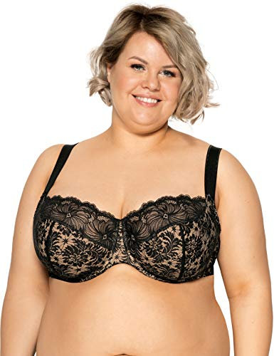 Gaia 534M Chantal élégant joli soutien-gorge non-rembourré – fabriqué en UE, 115G, noir-beige