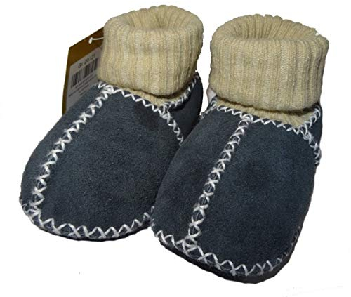 Baby-Lammfellschuhe mit Strickbündchen, blau-anthrazit (16/17)