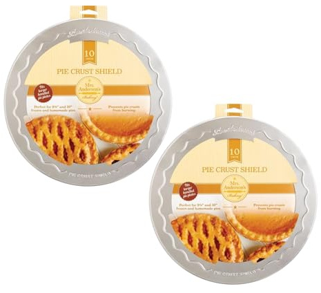 Mrs. Anderson's Baking 109/2 Harold Import Co Crust Protector Shield, Fits 9.5 10-Inch Pie Plates, Set of 2, Aluminum, Silver
