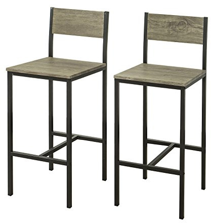 SoBuy Juego de 2 Taburetes Altos de Cocina – Sillas Altas Modernas con Estructura Metálica, Diseño Compacto – Taburetes para Barra de Cocina, Comedor o Mesa Alta 39x 41x 95 cm FST53X2