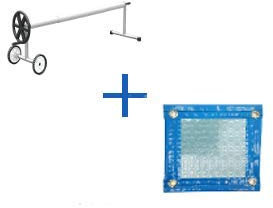 PACK MANTA TÉRMICA (COBERTOR TÉRMICO-CUBIERTA ISOTÉRMICA-TOLDO PARA PISCINA) DE 500 MICRAS SOLAR ENERGY CON REFUERZO EN TODO EL CONTORNO (7x3.5m) + ENROLLADOR TELESCÓPICO DE 81mm.