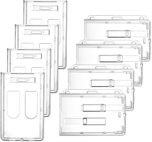 Whaline 8Stk Ausweishülle Hartplastik für 2 Karten [1 Stück] ID Kartenhalter, Transparent Ausweishalter Kartenhülle aus Plastik Polycarbonat für Ausweise Kreditkarten Dienstausweise Werksausweise