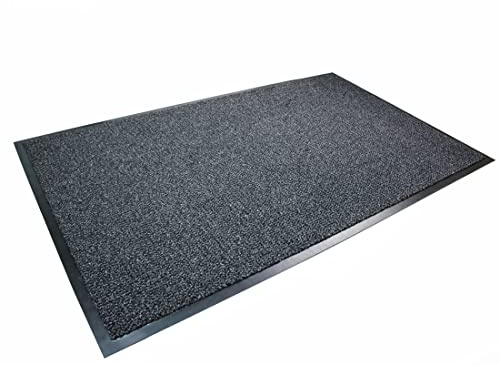 Ultralux Indoor Scraper Entrance Mat, 90cm x 150cm, Anti-Slip Vinyl Backed Door Mat with Absorbent Fibres, Grey, Indoor Use Doormat, Multiple Sizes
