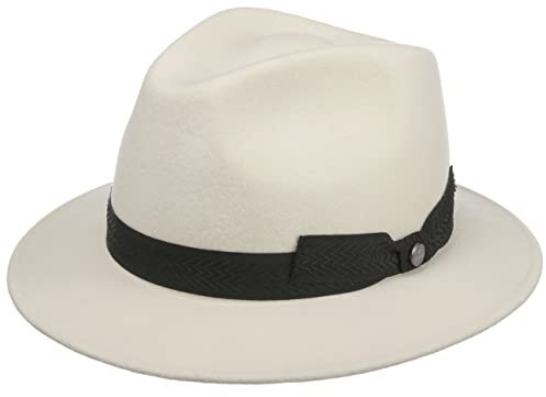 LIERYS Patterson Traveller Wollhut Eleganter Filzhut Ripsband Unisex Herbst Winter Made in Italy weiß 59 cm