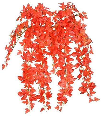 Plantas Artificiales, 2 Pcs Guirnalda de Hiedra Artificial, 90 cm Eucalipto Artificial Hiedras Artificiales, Hojas de Hiedra Artificiales, Guirnalda de Hojas de Hiedra Artificial Decoración (Rojo)