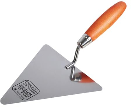 Toolty Stainless Steel Triangular Brick Trowel - 180mm - Wooden Handle - for Brickwork and Plastering - DIY - TLTY-0205T