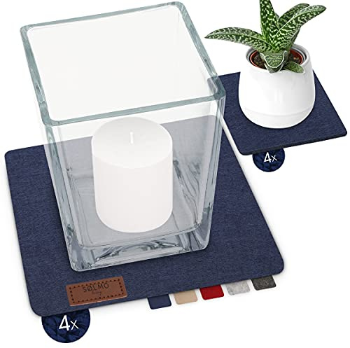 sølmo I Design Untersetzer Filz Eckig Groß & Klein - 8er Set für Vasen, Gläser, Blumen, 20cm & 10cm I Filzuntersetzer Eckig I Glasuntersetzer Tischuntersetzer I Topfuntersetzer, Blau (Night Blue)