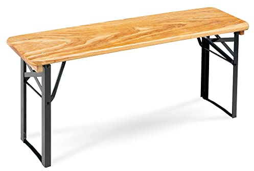 Stagecaptain BBB-117 Hirschgarten Bierzeltbank - Robuste, Kurze Bierbank (117 cm) - Stabile Metallscharniere - Lackierte Oberfläche - Zusammenklappbar - Stahlgestelle - Sitzfläche aus Holz - Natur