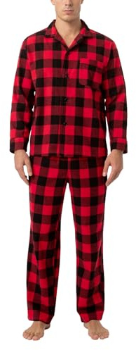 LAPASA Ensemble de Pyjama Homme Chaud & Confortable 100% Flanelle de Coton M95 Ensemble à Carreaux Rouge & Noir, M
