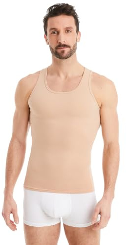 FINN Shapewear Herren Kompressionsshirt – Bauch-Weg Unterhemd & Body-Shaper Männer – Ärmelloses Tank-Top aus Baumwolle für flacheren Bauch und bessere Haltung Hautfarbe Nude 3XL