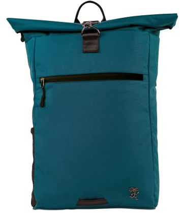 FUCHS & REBELL® Rolltop Rucksack PIET - Durchdacht & Nachhaltig - mit Laptopfach & Anti Diebstahl Tasche - 15-22L (Petrolblau)