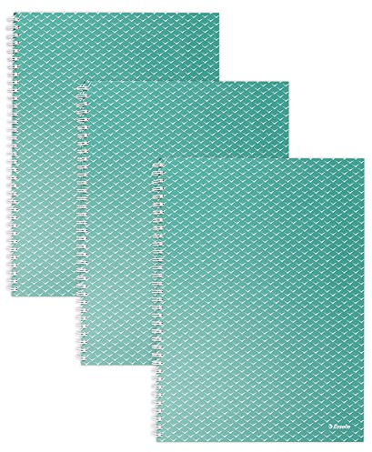 Esselte A4 Notebook Ruled, 100 Sheets/200 Pages, Wirebound Writing Pad, Home, School, Office Use, 80gsm FSC Certified Paper, Embossed Pattern, Colour’Breeze Range, Green, Pack Of 3, 628627