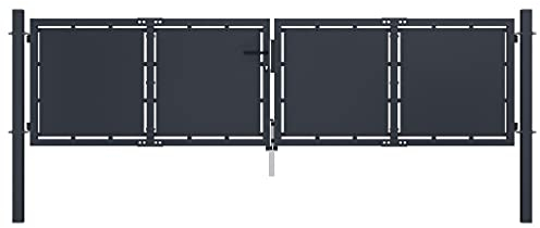 vidaXL Gartentor Gartentür Hoftor Hoftür Gartenpforte Zauntor Zauntür Doppeltor Tor Garten Zaun Pforte Doppelflügeltor Stahl 300x75cm Anthrazit