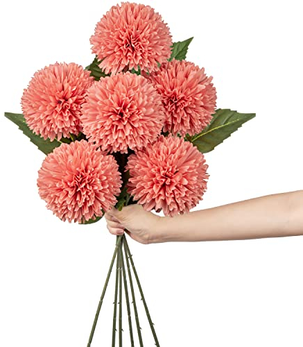 10 cm grande flor artificial hortensia con tallo largo de 63 cm, 6 flores artificiales rosas de hortensias, flores de plástico para decoración de bodas, decoración del hogar, oficina, jardín, fiesta,