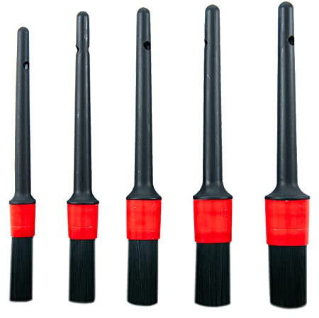 ZENO Car Detailing Brush Set 5 Piece | Detailing Brushes Car Cleaning Brush Kit | Car Interior Cleaning Kit Washing Tools for Cleaning Wheels | Tire | Exterior | Leather | Air Vent | Detailing Kit