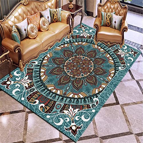 DJHWWD auslegeware Terassen Teppich Blauer rechteckiger Schlafzimmer Kurzflorteppich Wohnzimmer Bodenmatte rutschfest spielteppich mädchen 60X90CM