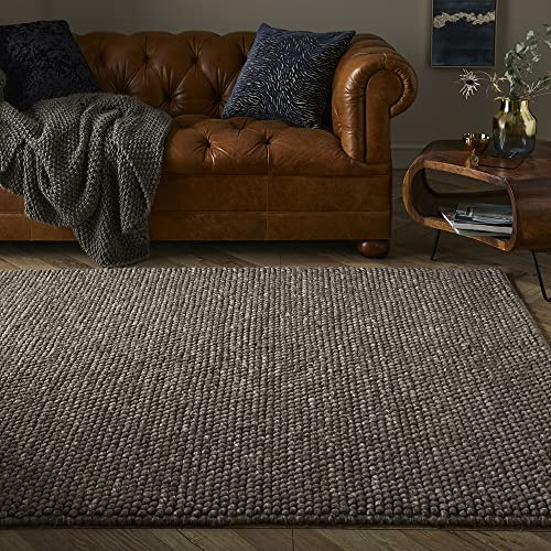 Lord of Rugs Wool Pebble Rug for Living Room Bedroom Delilah Quality Hand Woven Luxurious Soft Textured Mottled Beaded Rug Taupe Large 160x230 cm (5'3x7'7)